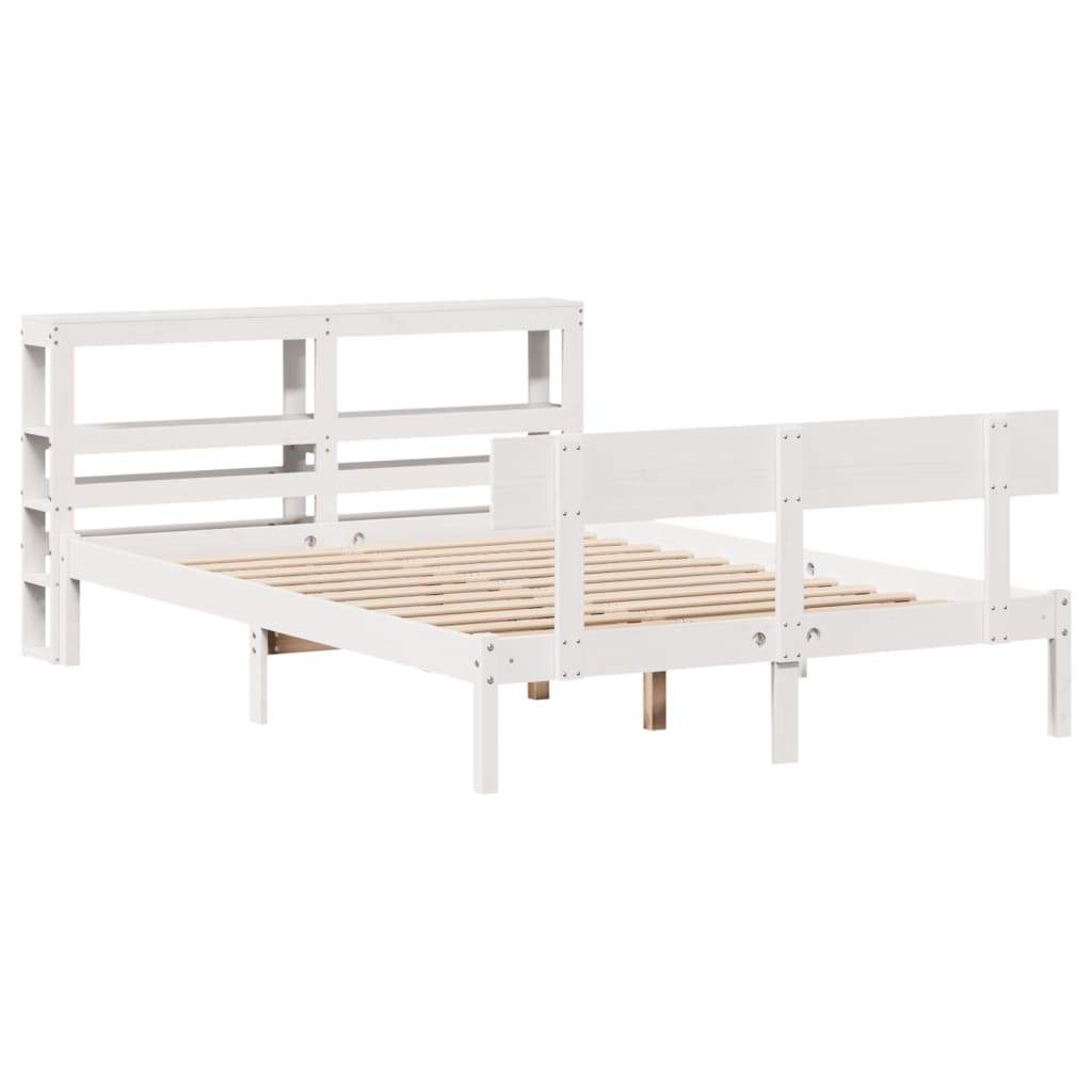 Bedframe zonder matras massief grenenhout wit 150x200 cm
