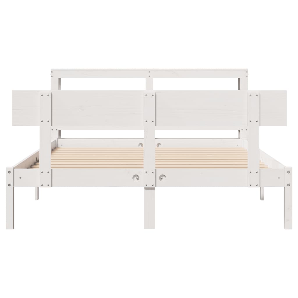 Bedframe zonder matras massief grenenhout wit 150x200 cm