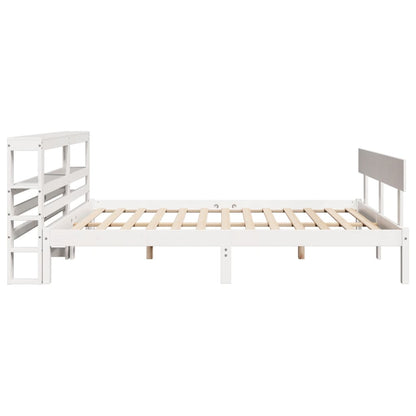 Bedframe zonder matras massief grenenhout wit 150x200 cm