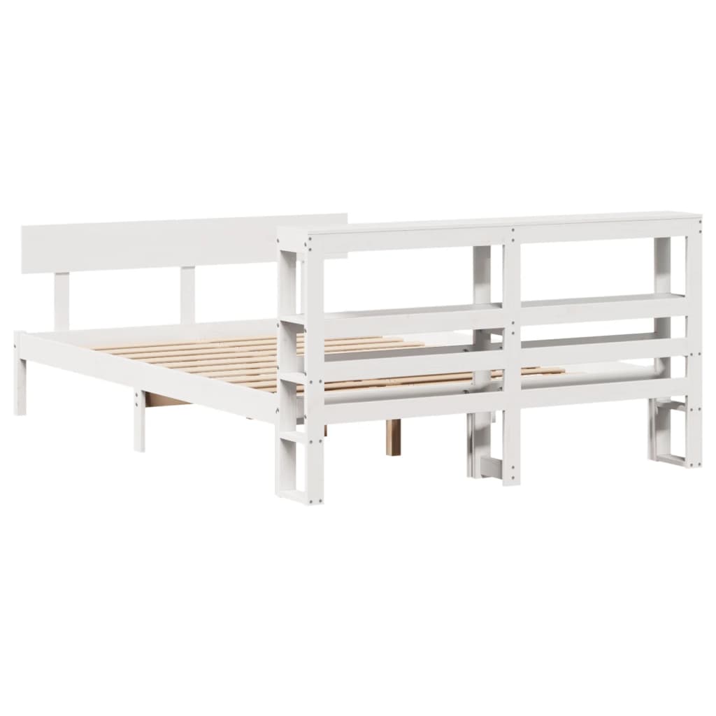 Bedframe zonder matras massief grenenhout wit 150x200 cm