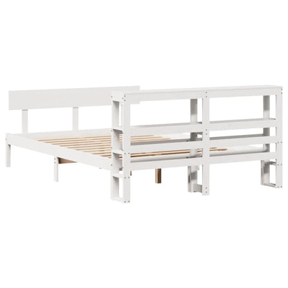 Bedframe zonder matras massief grenenhout wit 150x200 cm