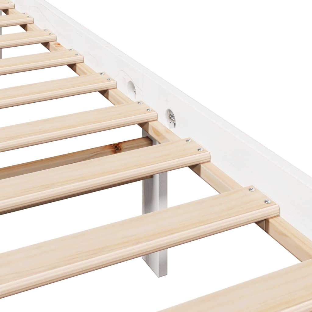 Bedframe zonder matras massief grenenhout wit 150x200 cm