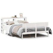 Bedframe massief grenenhout wit 150x200 cm
