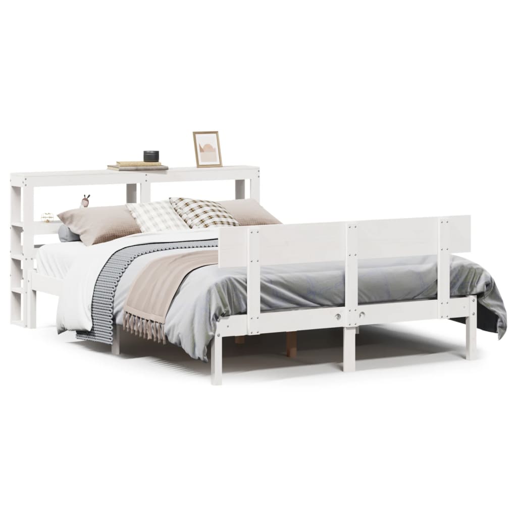 Bedframe zonder matras massief grenenhout wit 150x200 cm