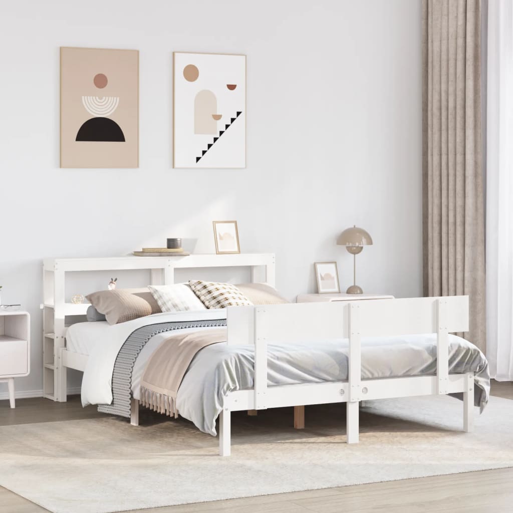Bedframe zonder matras massief grenenhout wit 160x200 cm