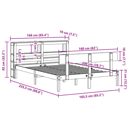Bedframe zonder matras massief grenenhout wit 160x200 cm
