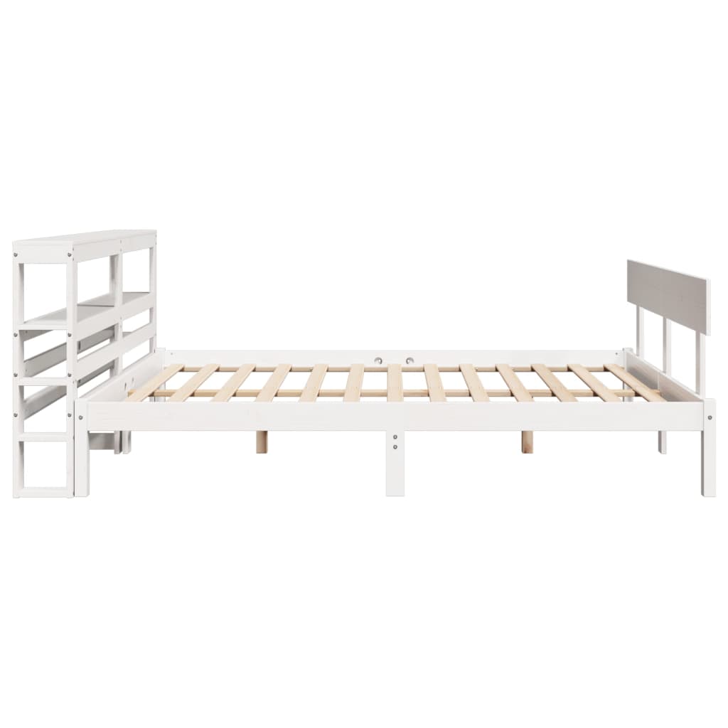 Bedframe zonder matras massief grenenhout wit 160x200 cm