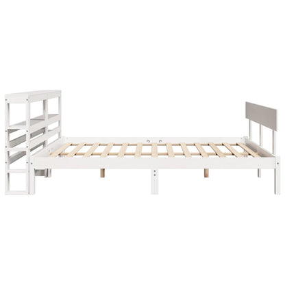 Bedframe zonder matras massief grenenhout wit 160x200 cm