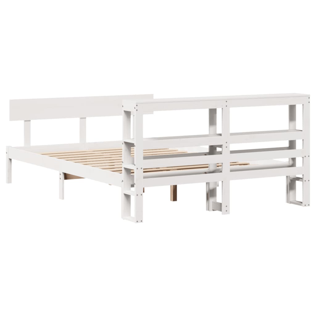 Bedframe zonder matras massief grenenhout wit 160x200 cm