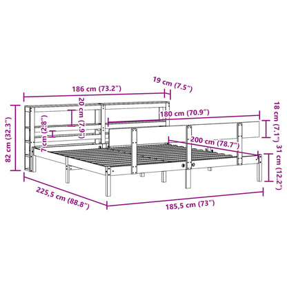 Bedframe zonder matras massief grenenhout wit 180x200 cm