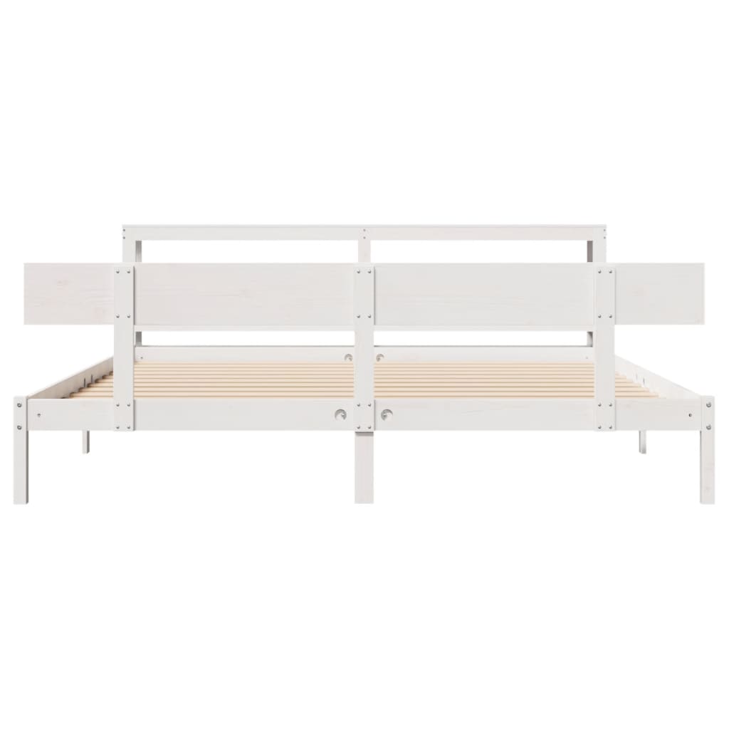 Bedframe zonder matras massief grenenhout wit 180x200 cm