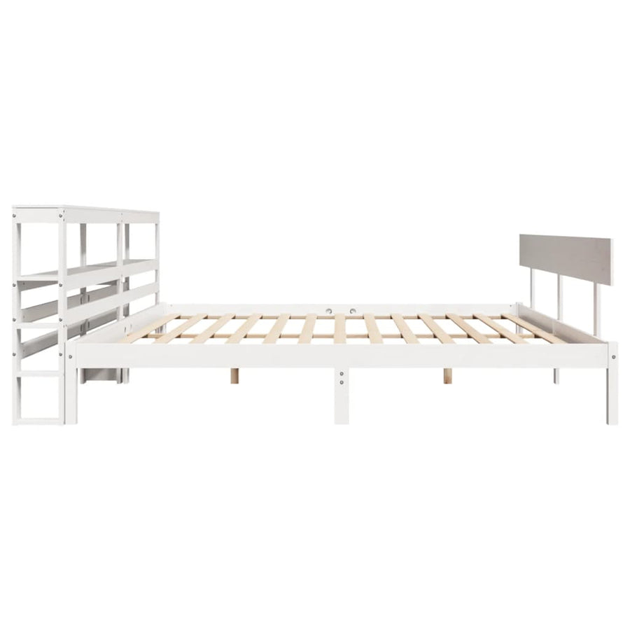 Bedframe zonder matras massief grenenhout wit 180x200 cm