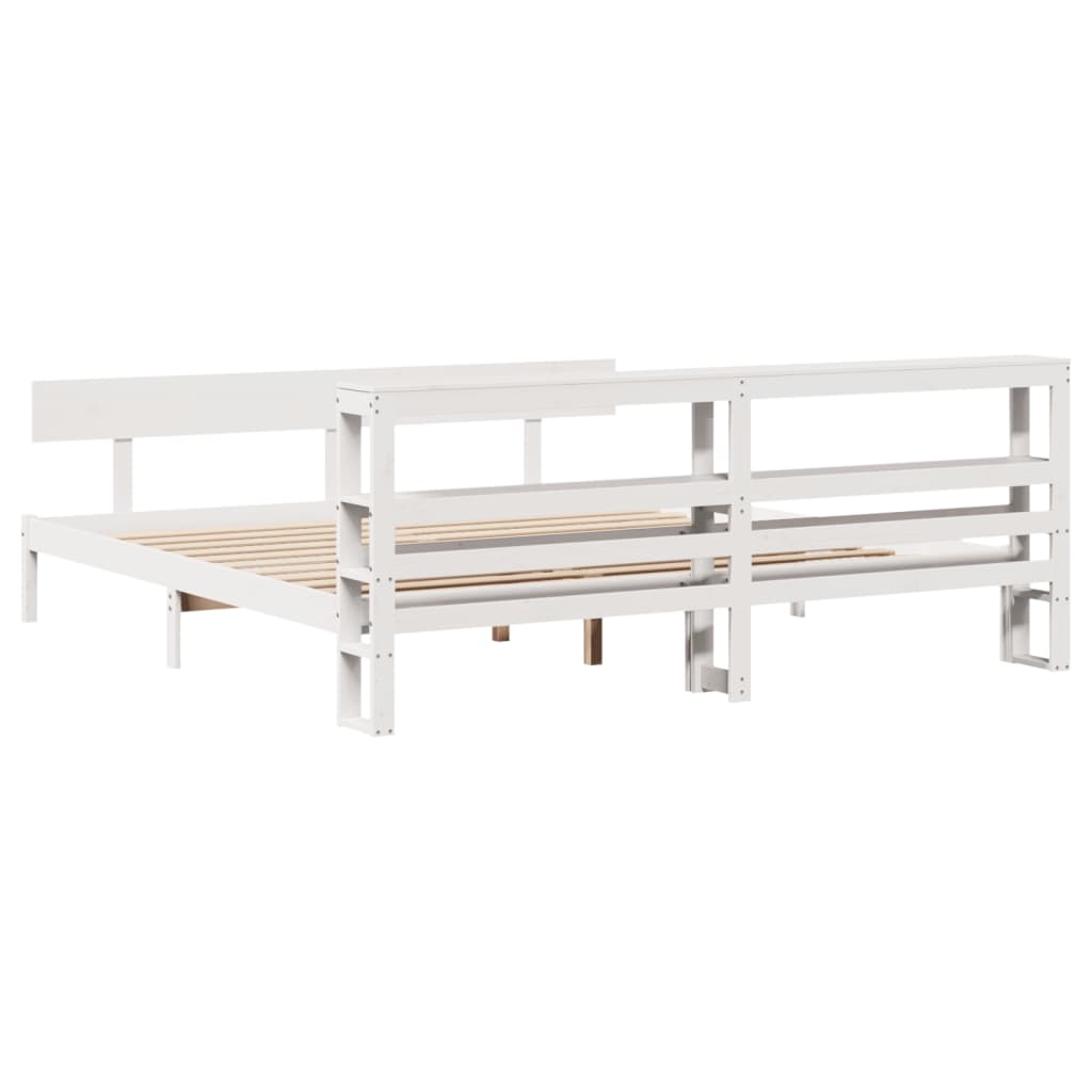 Bedframe zonder matras massief grenenhout wit 180x200 cm