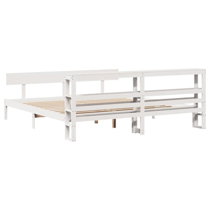 Bedframe zonder matras massief grenenhout wit 180x200 cm