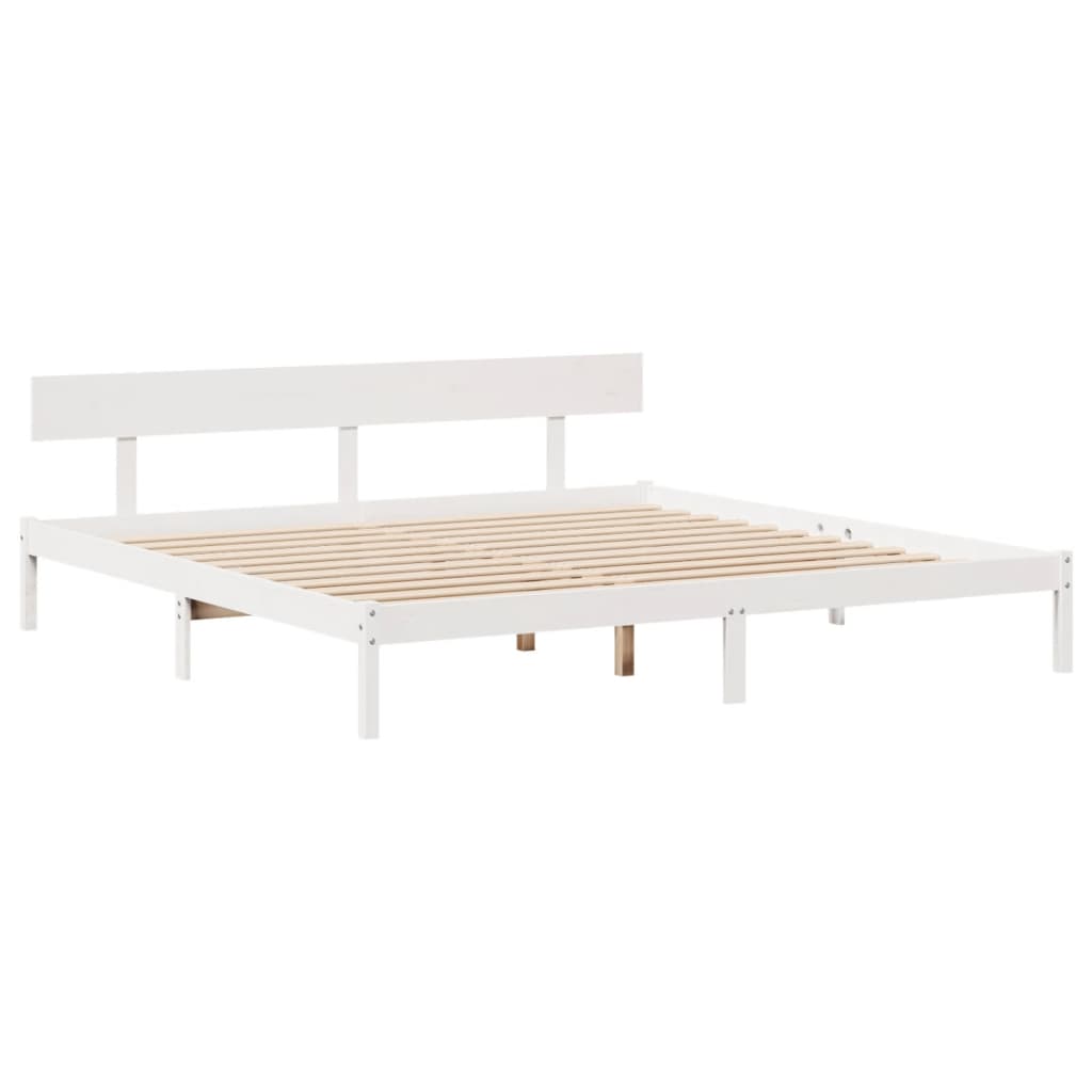 Bedframe zonder matras massief grenenhout wit 180x200 cm