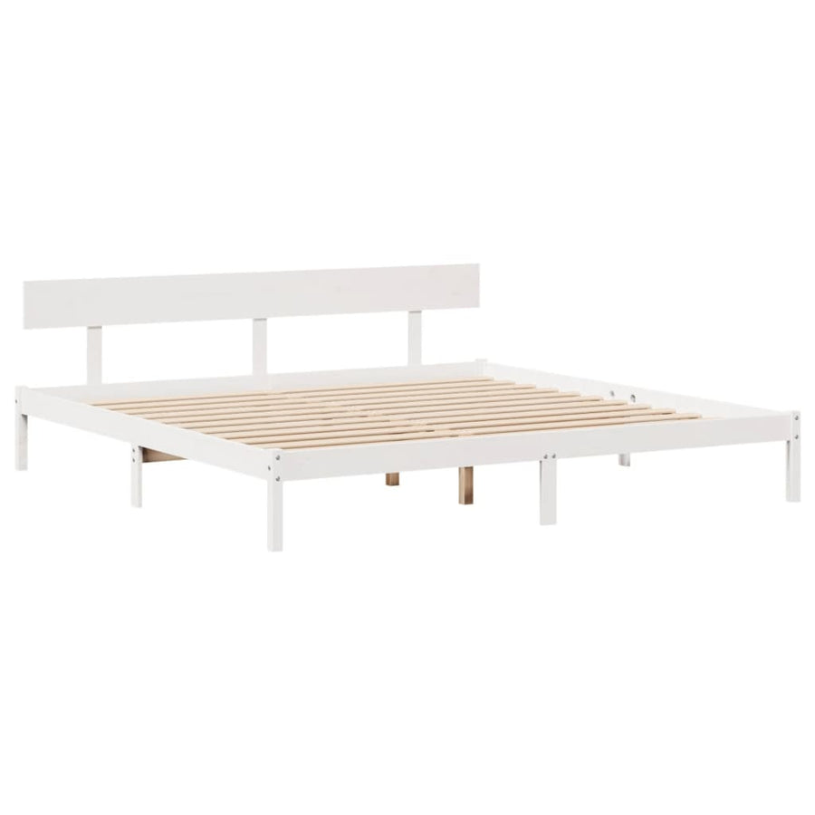 Bedframe zonder matras massief grenenhout wit 180x200 cm
