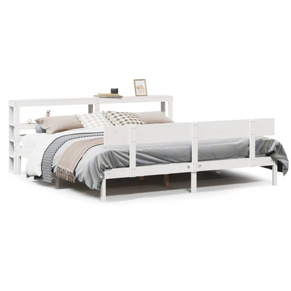Bedframe zonder matras massief grenenhout wit 180x200 cm