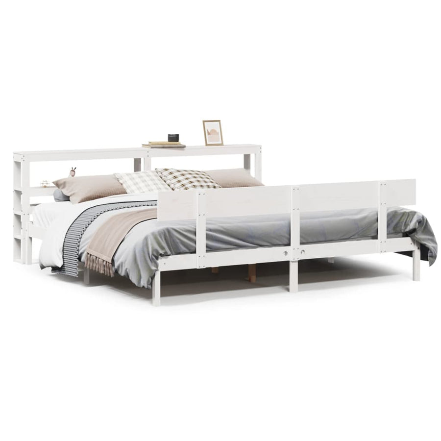 Bedframe zonder matras massief grenenhout wit 180x200 cm