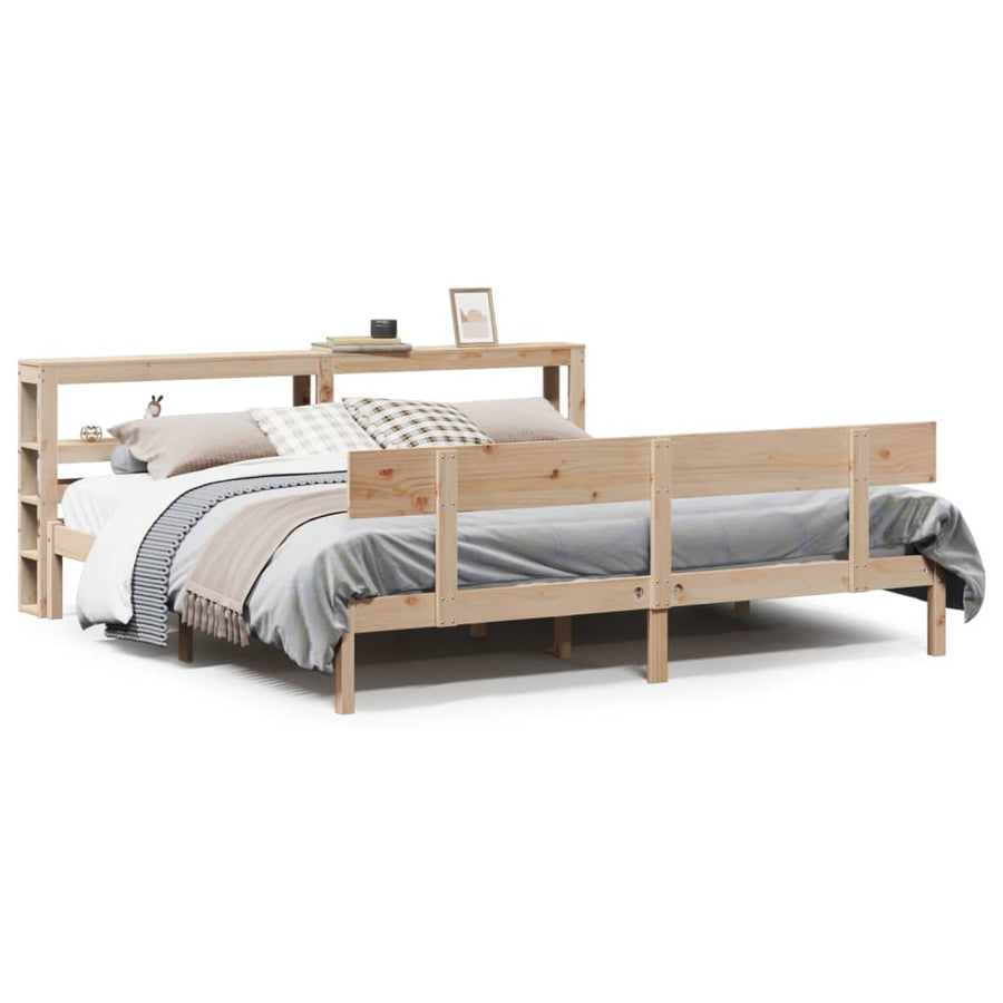 Bedframe Zonder Matras Massief Grenenhout 200 x 200 cm Naturel