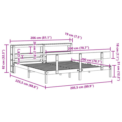 Bedframe Zonder Matras Massief Grenenhout 200 x 200 cm Naturel