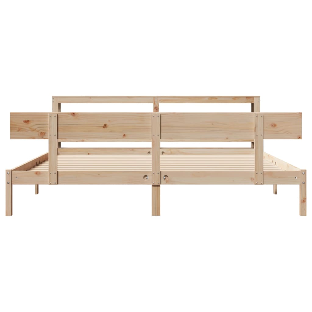 Bedframe Zonder Matras Massief Grenenhout 200 x 200 cm Naturel