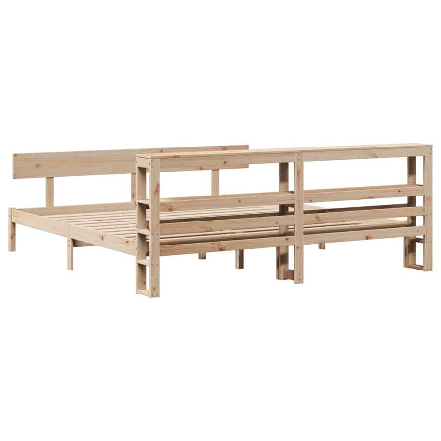 Bedframe Zonder Matras Massief Grenenhout 200 x 200 cm Naturel