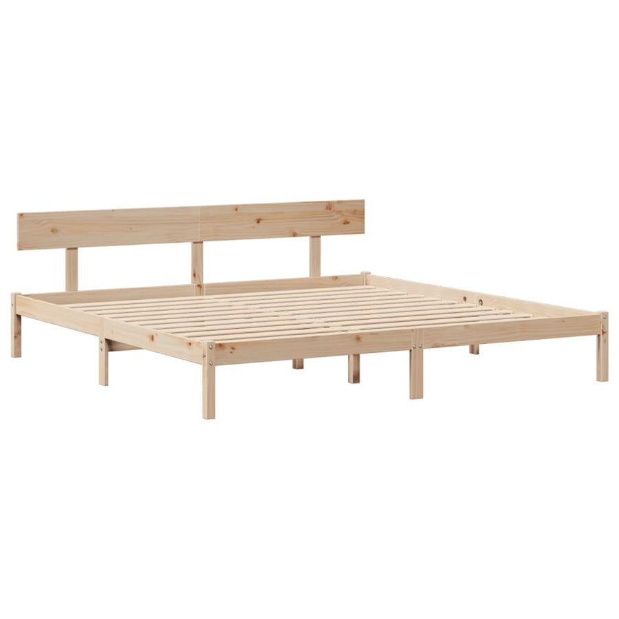 Bedframe Zonder Matras Massief Grenenhout 200 x 200 cm Naturel
