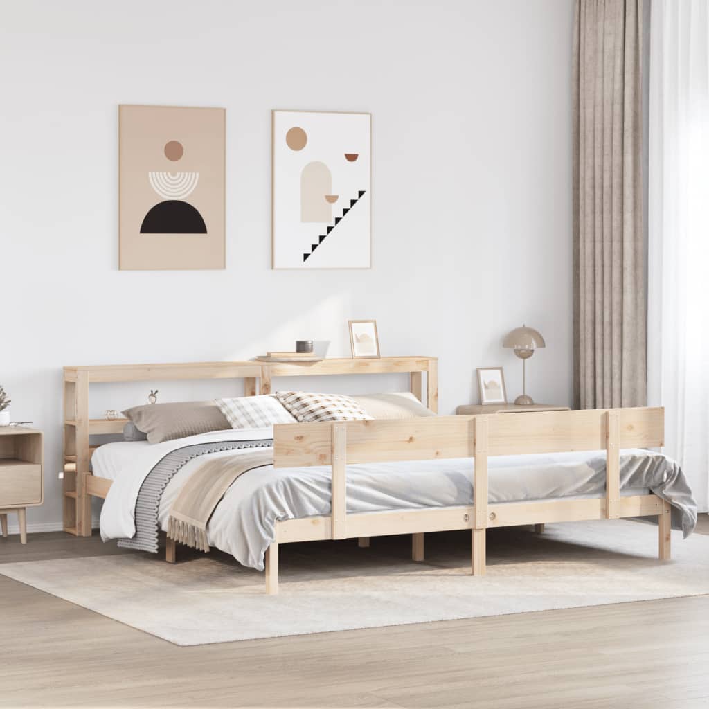 Bedframe Zonder Matras Massief Grenenhout 200 x 200 cm Naturel
