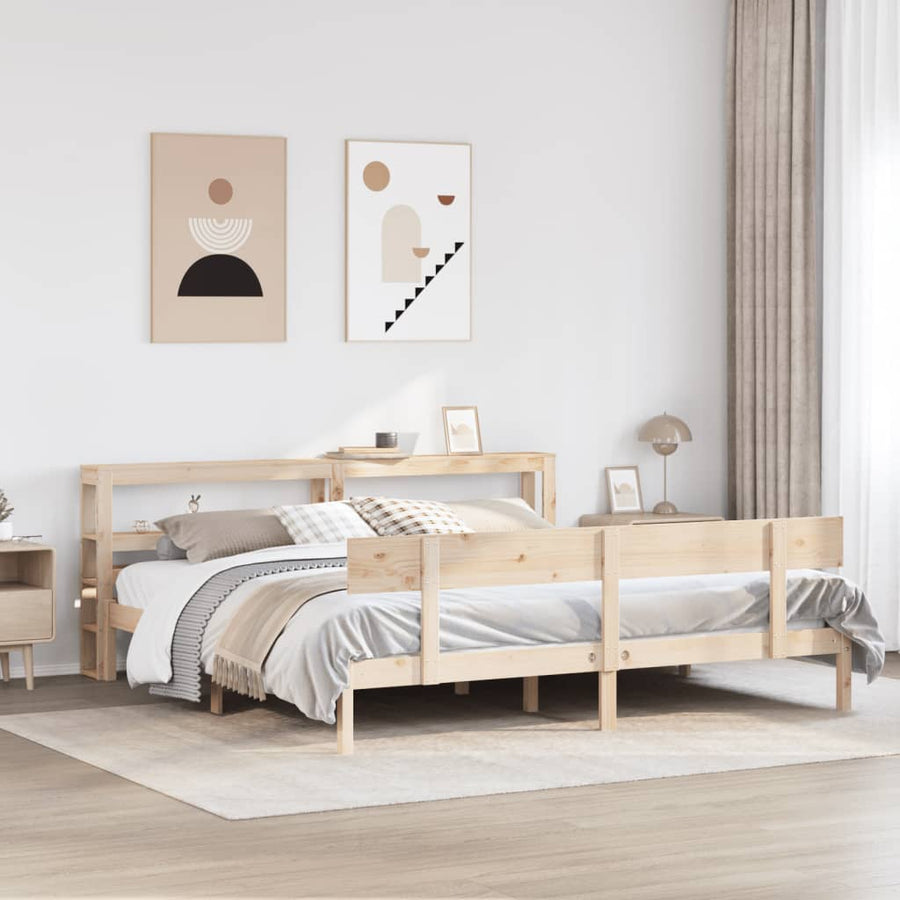 Bedframe Zonder Matras Massief Grenenhout 200 x 200 cm Naturel