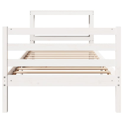 Bedframe zonder matras massief grenenhout wit 75x190 cm