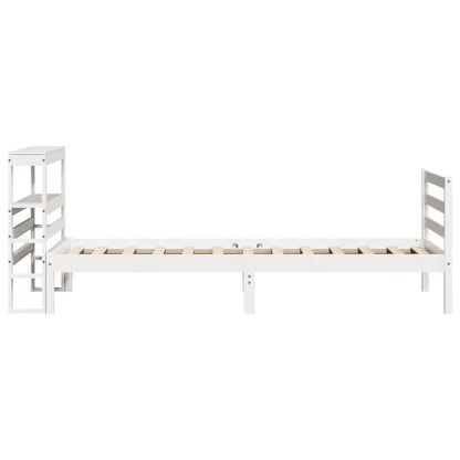 Bedframe zonder matras massief grenenhout wit 75x190 cm