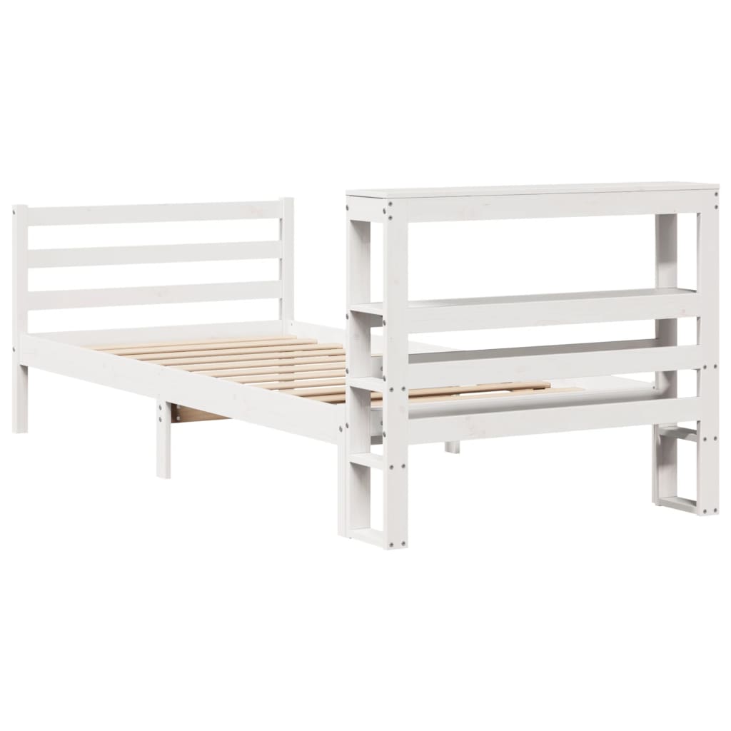 Bedframe zonder matras massief grenenhout wit 75x190 cm