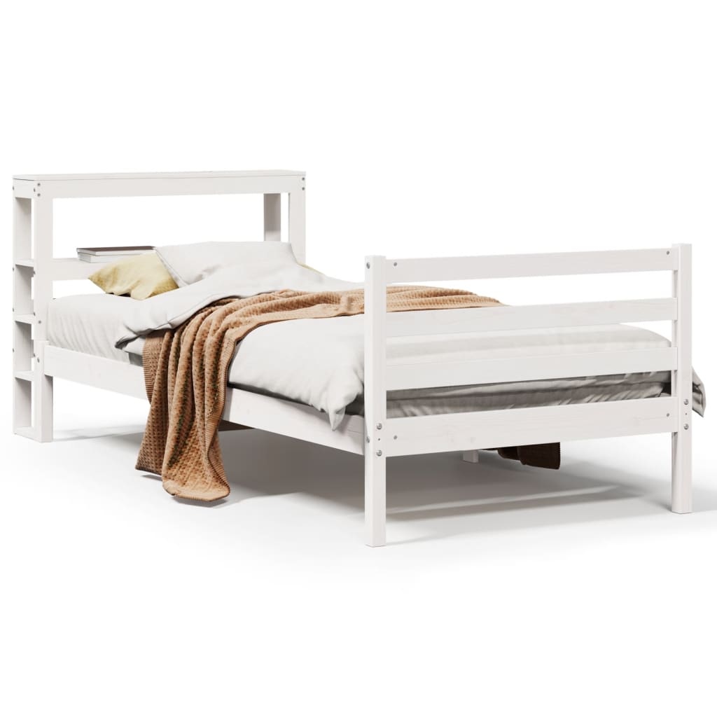 Bedframe zonder matras massief grenenhout wit 75x190 cm