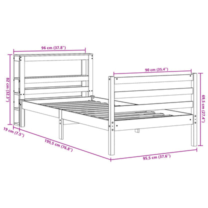 Bedframe zonder matras massief grenenhout 90x190 cm