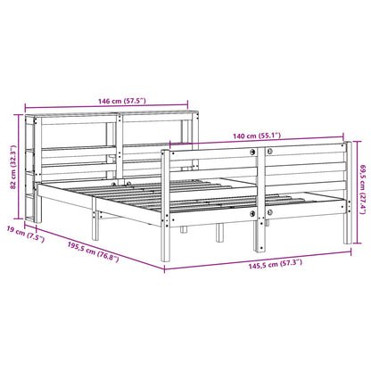 Bedframe zonder matras massief grenenhout 140x190 cm