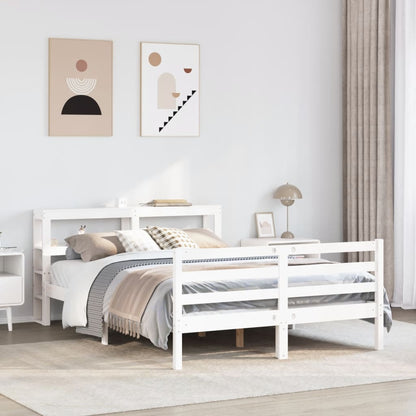 Bedframe zonder matras massief grenenhout wit 140x190 cm