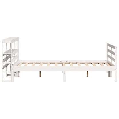 Bedframe zonder matras massief grenenhout wit 140x190 cm