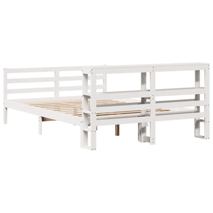 Bedframe zonder matras massief grenenhout wit 140x190 cm