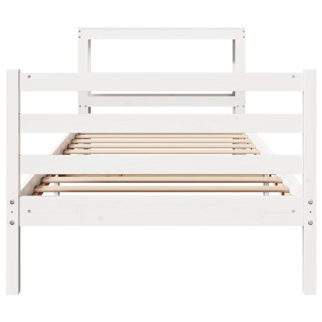Bedframe Zonder Matras Massief Grenenhout 90 x 200 cm Wit