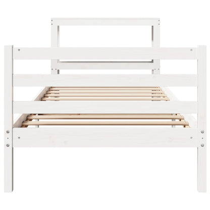 Bedframe Zonder Matras Massief Grenenhout 90 x 200 cm Wit