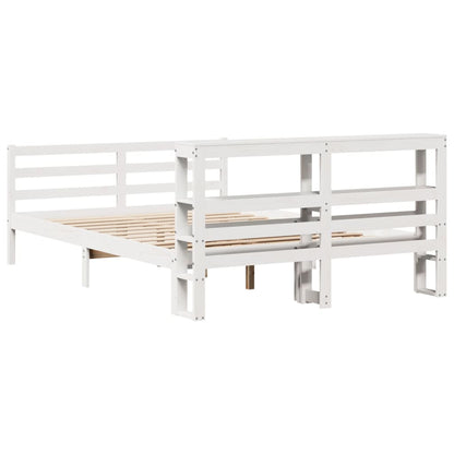 Bedframe zonder matras massief grenenhout wit 120x200 cm