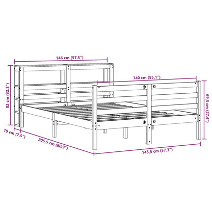 Bedframe zonder matras massief grenenhout 140x200 cm