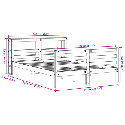 Bedframe zonder matras massief grenenhout wit 140x200 cm