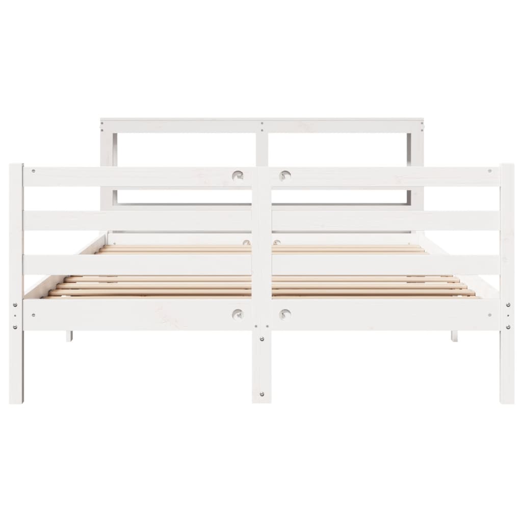 Bedframe zonder matras massief grenenhout wit 140x200 cm