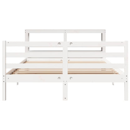 Bedframe zonder matras massief grenenhout wit 140x200 cm