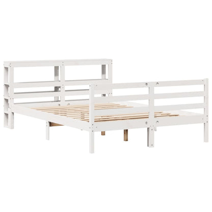 Bedframe zonder matras massief grenenhout wit 150x200 cm