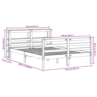 Bedframe zonder matras massief grenenhout wit 150x200 cm