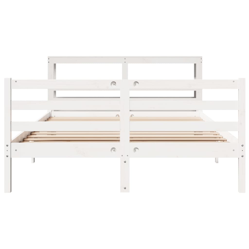 Bedframe zonder matras massief grenenhout wit 150x200 cm