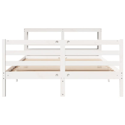 Bedframe zonder matras massief grenenhout wit 150x200 cm