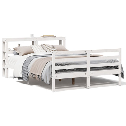 Bedframe zonder matras massief grenenhout wit 150x200 cm